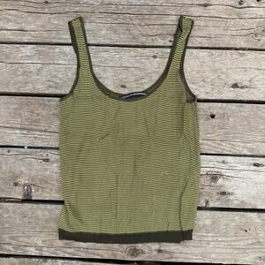 Ellen Tracy‎ Knit Tank Top - Women's Medium - Olive/Yellow